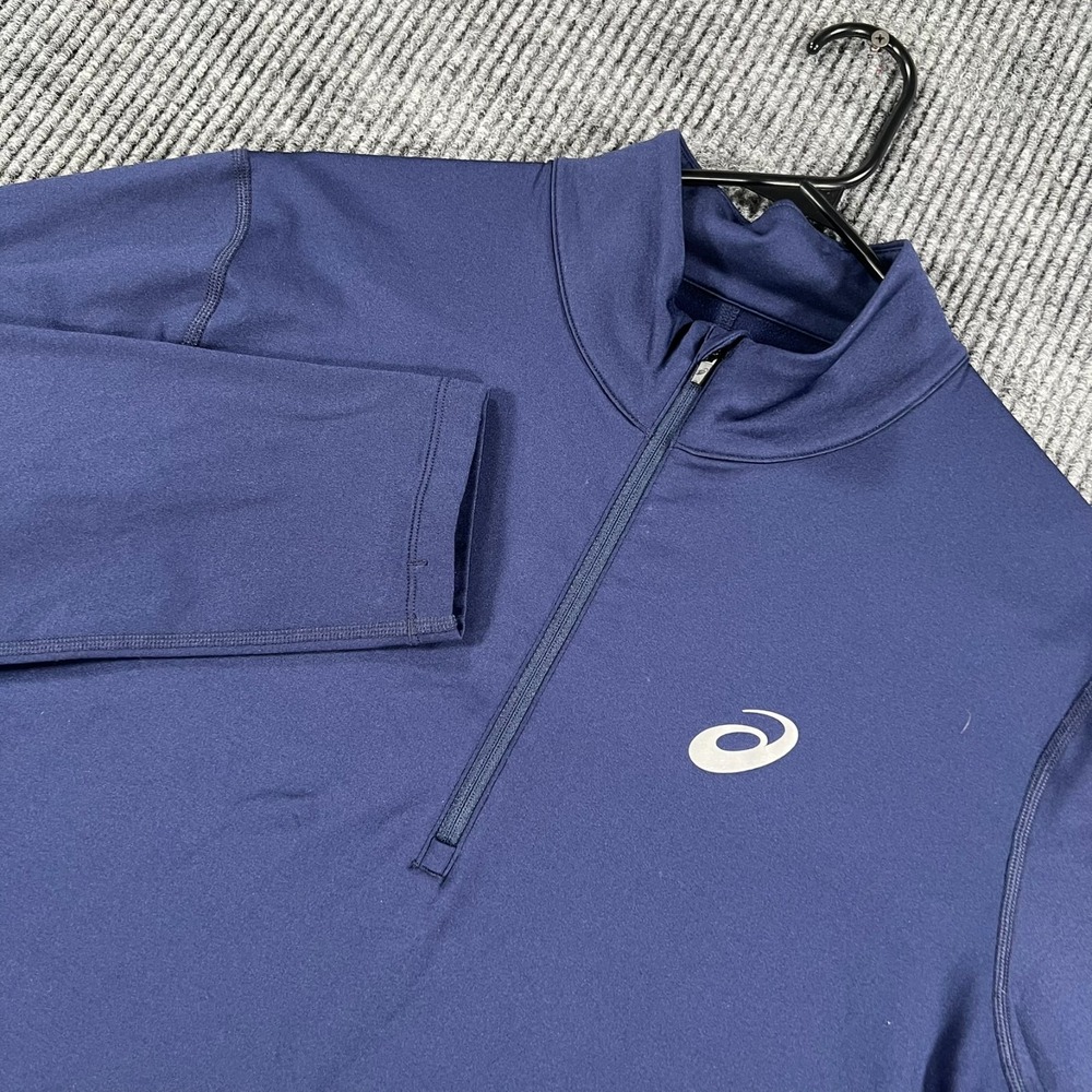 Asics Pullover Shirt Mens Small Blue Long Sleeve 1/4 Zip‎ Running Outdoor Casual
